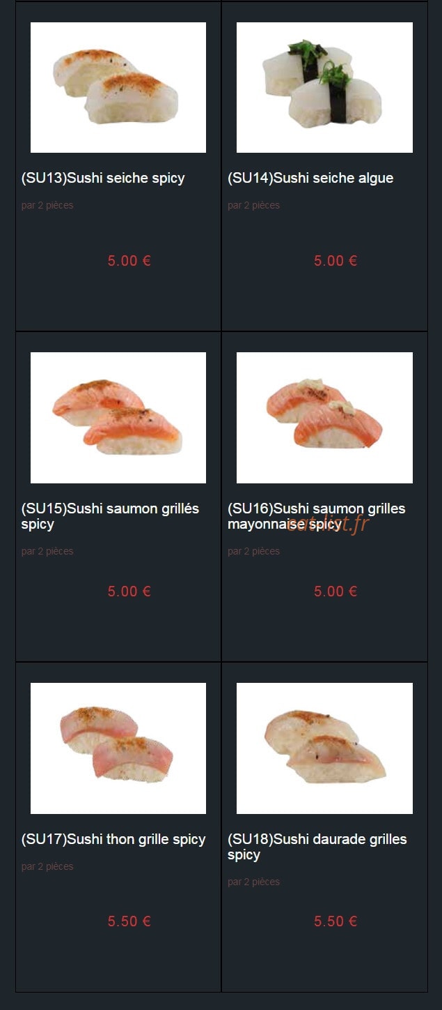 Sushi Auxerre — carte page 21
