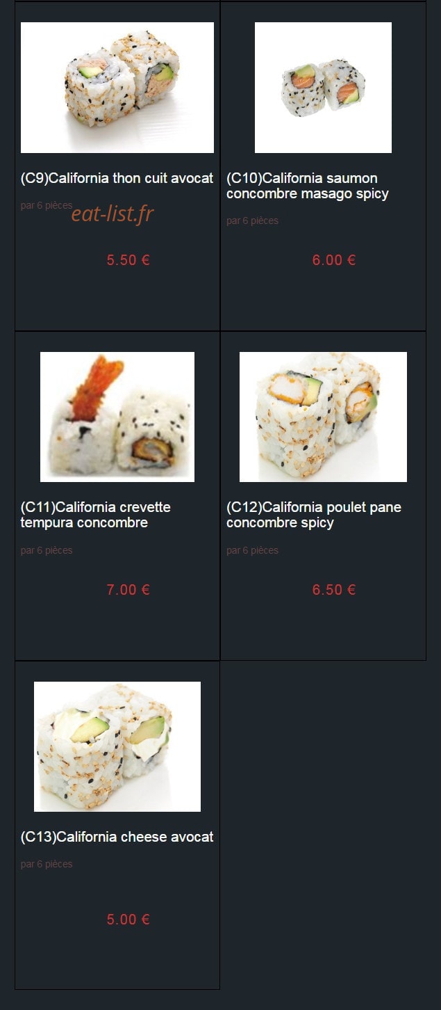 Sushi Auxerre — carte page 15