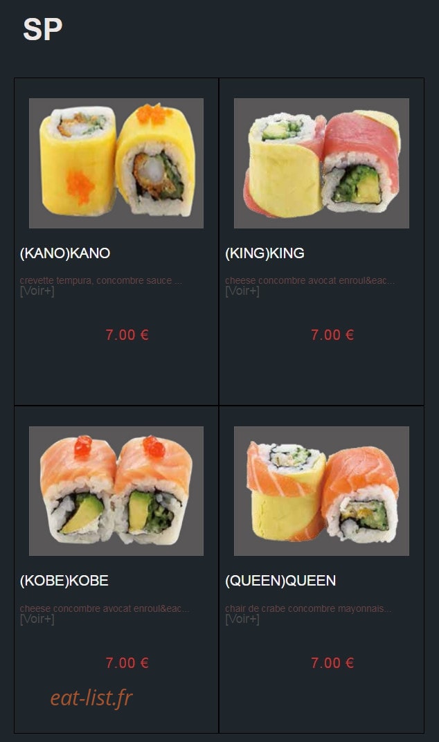 Sushi Auxerre — carte page 7