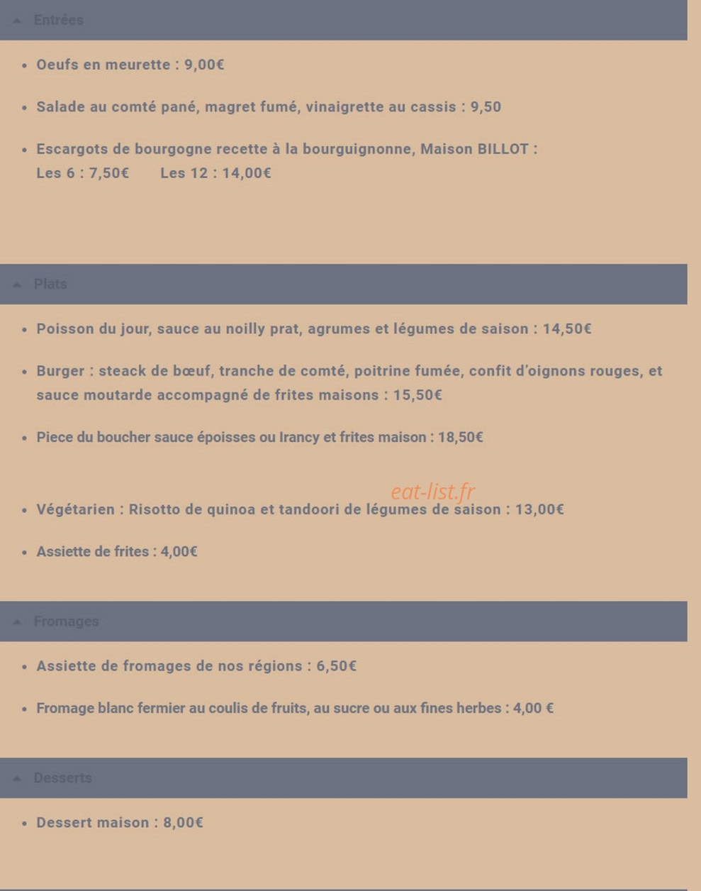 Le Saint Georges — carte page 1