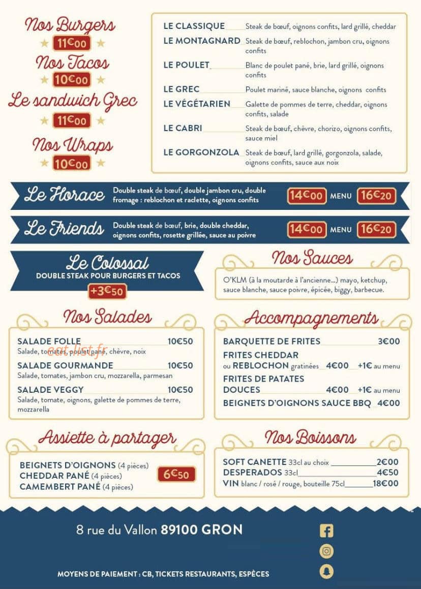 0'KLM restauration rapide — carte page 2