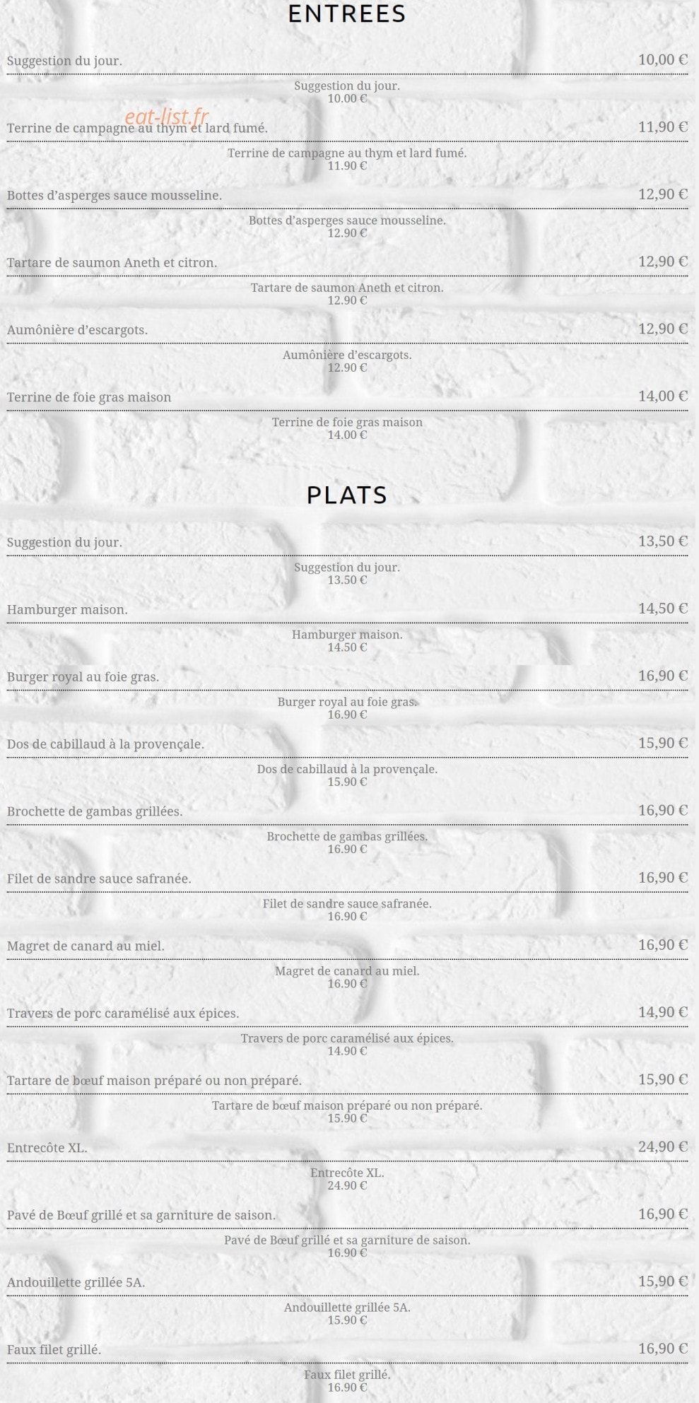 Restaurant Montana Sens — carte page 4