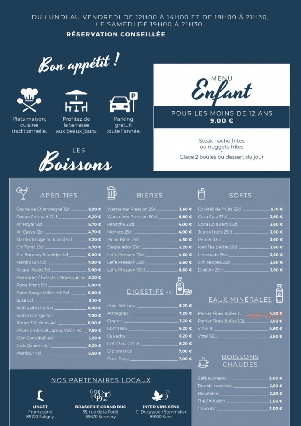 Restaurant Rimant — carte page 2