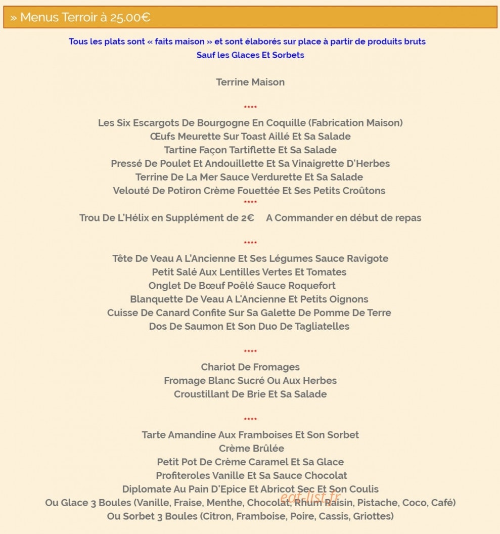 Auberge de L'helix — carte page 8