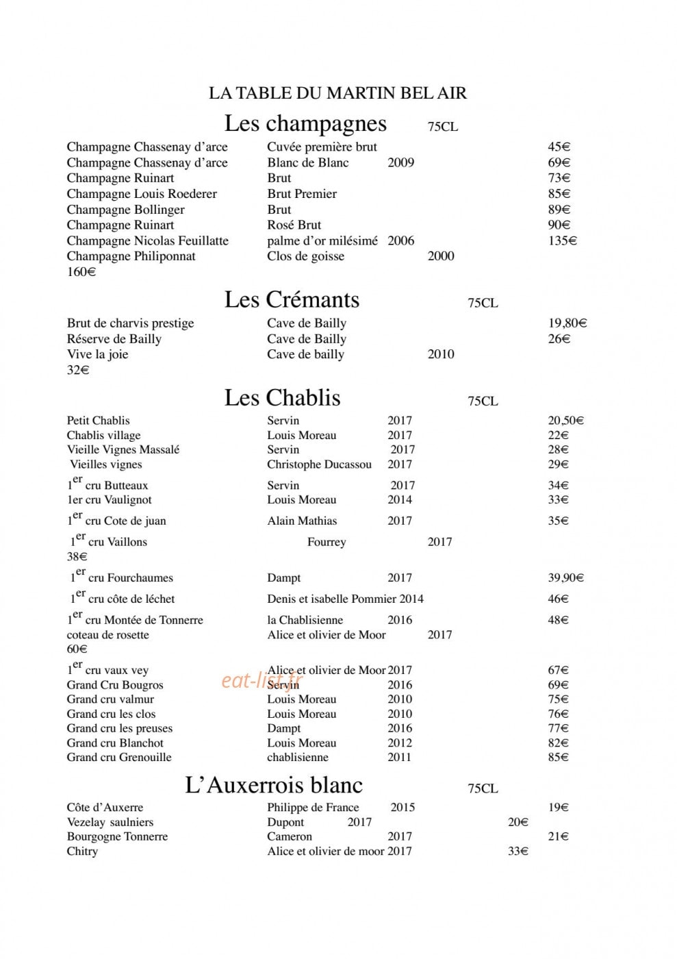 La Table Du Martin Bel Air — carte page 3