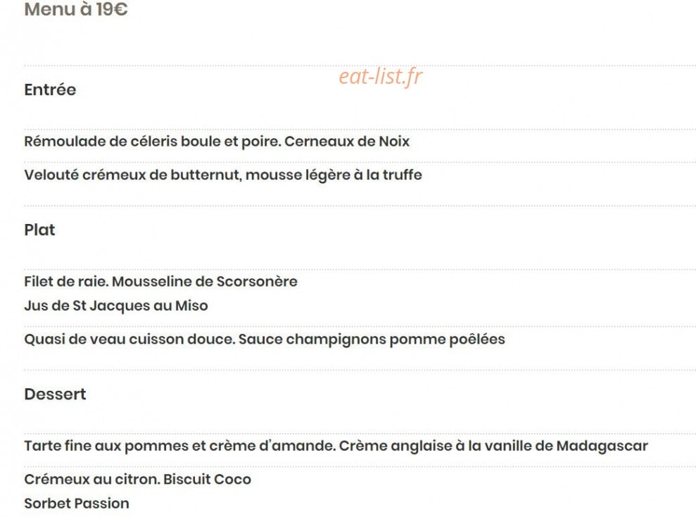 La Table Du Martin Bel Air — carte page 1