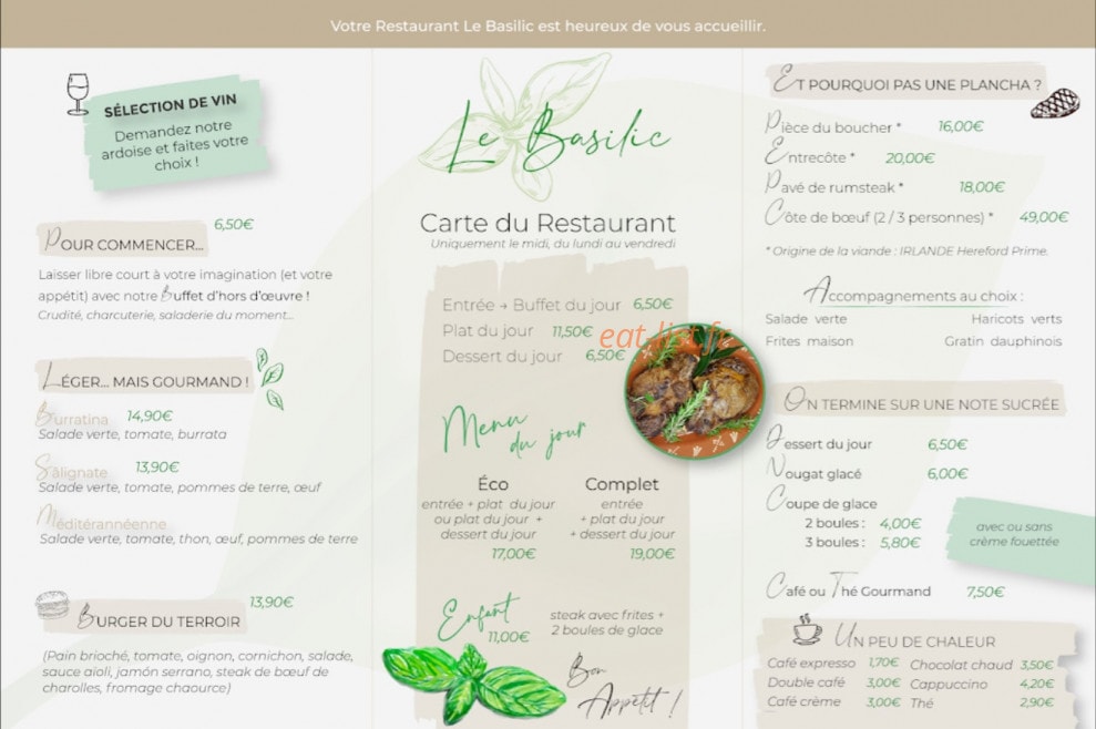 Le Basilic — carte page 1