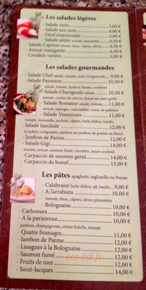 Chez Gigi — carte page 1