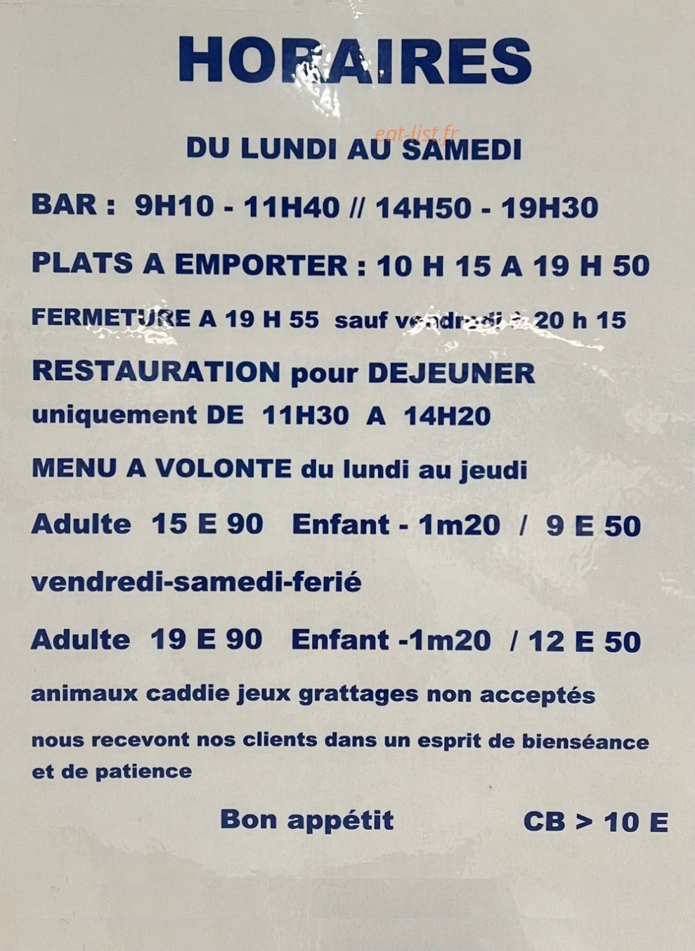 Gourmet d'Asie — carte page 1
