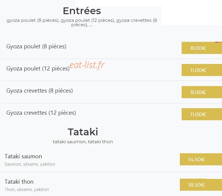 Icki sushi — carte page 1