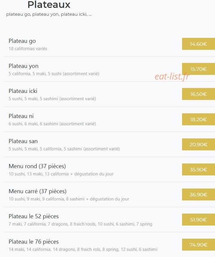 Icki sushi — carte page 2