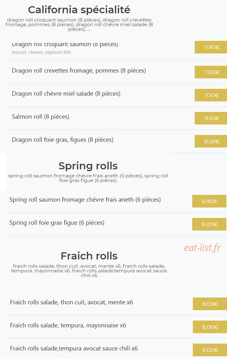Icki sushi — carte page 6