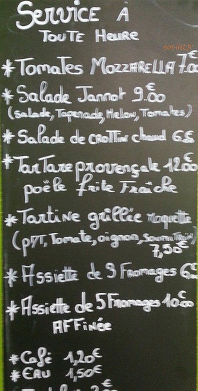Jannot fromages & vins — carte page 1