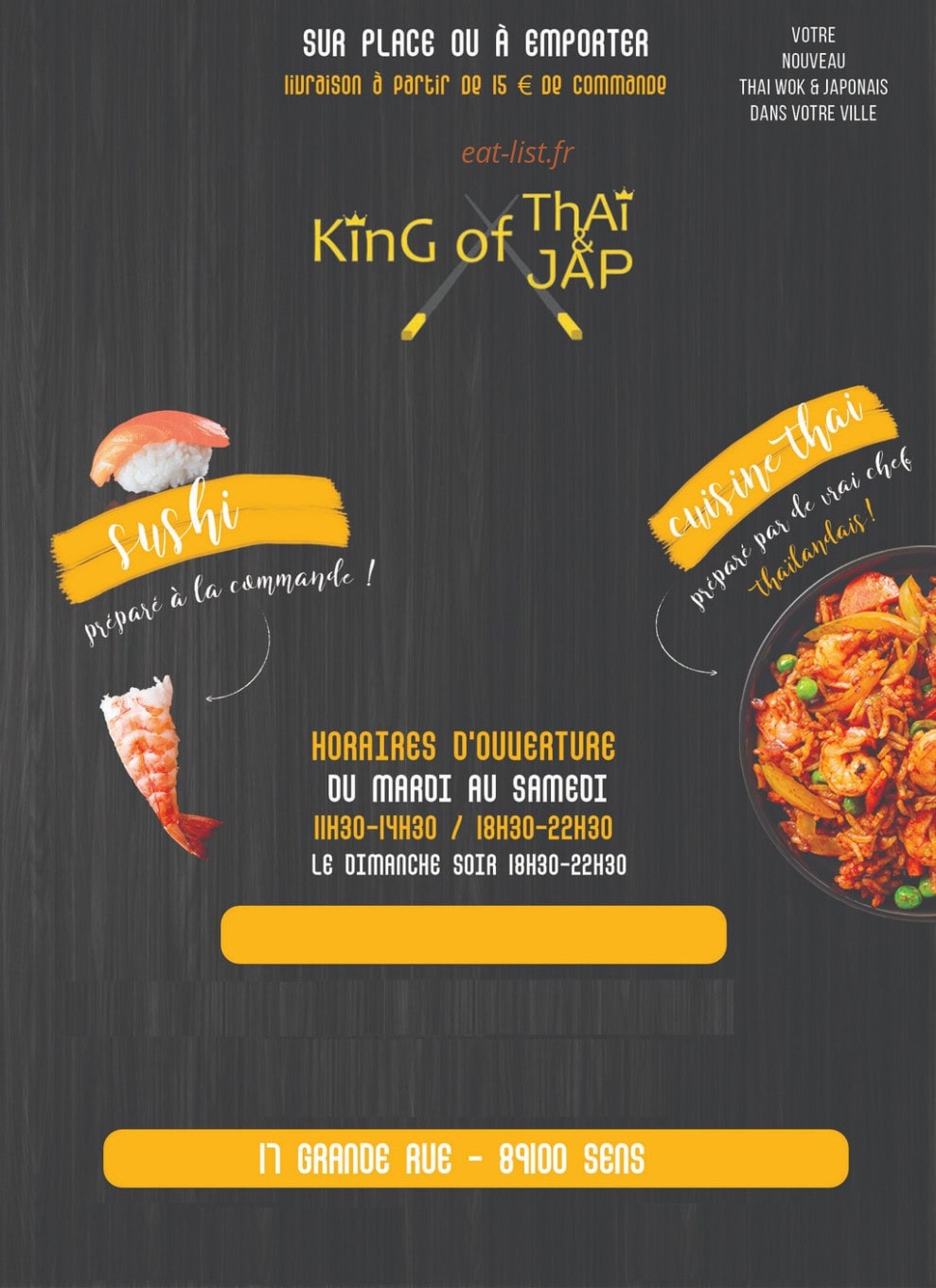 King Of Thai & Jap — carte page 1