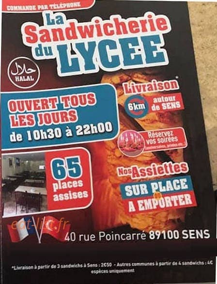 La Sandwicherie du Lycée — carte page 1