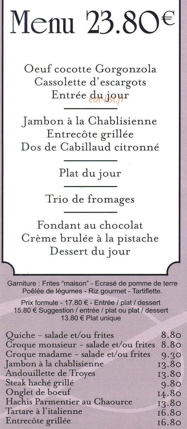 Le Plat d'Etain — carte page 4
