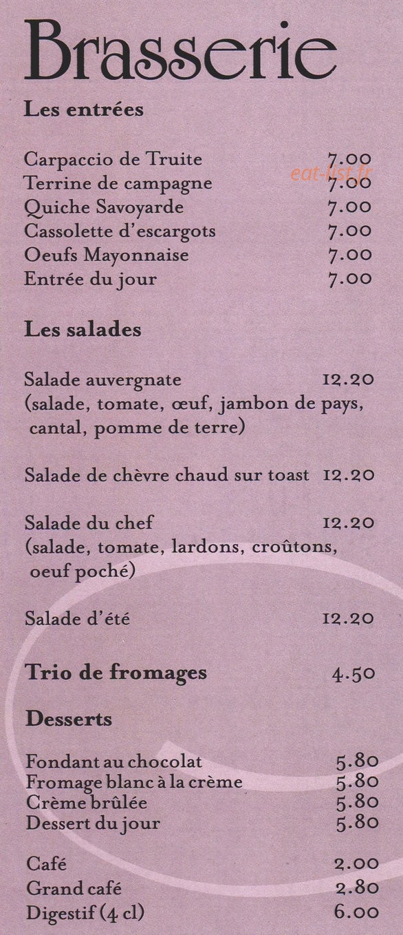 Le Plat d'Etain — carte page 2
