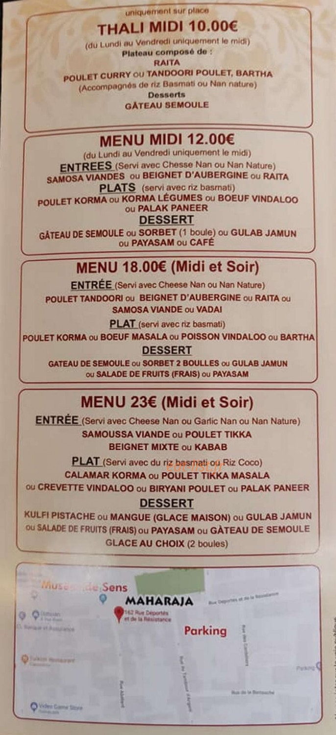 Maharaja — carte page 5
