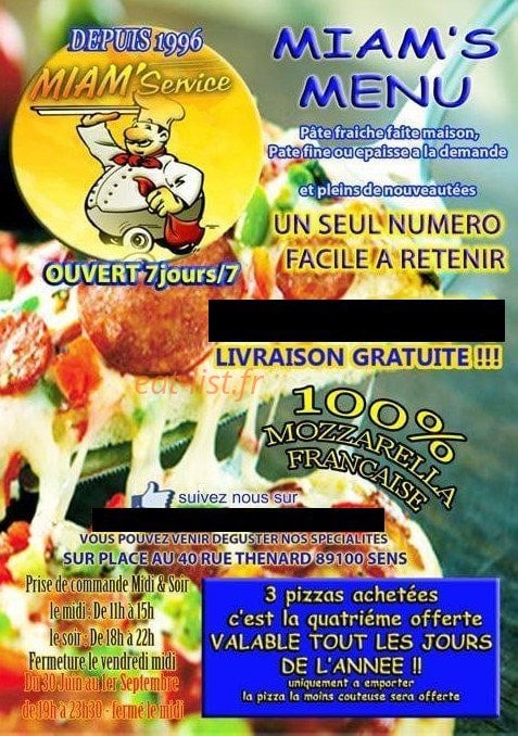 Miam's Service — carte page 1