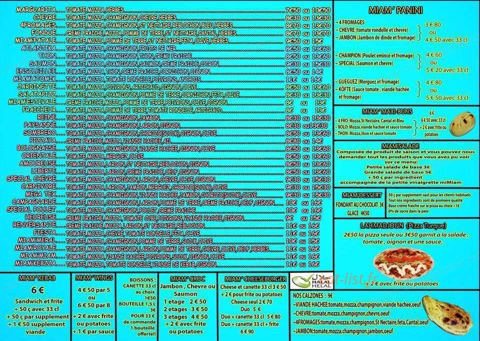 Miam's Service — carte page 2