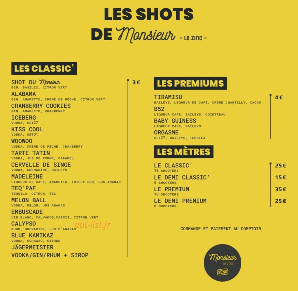 Monsieur le Zinc — carte page 3