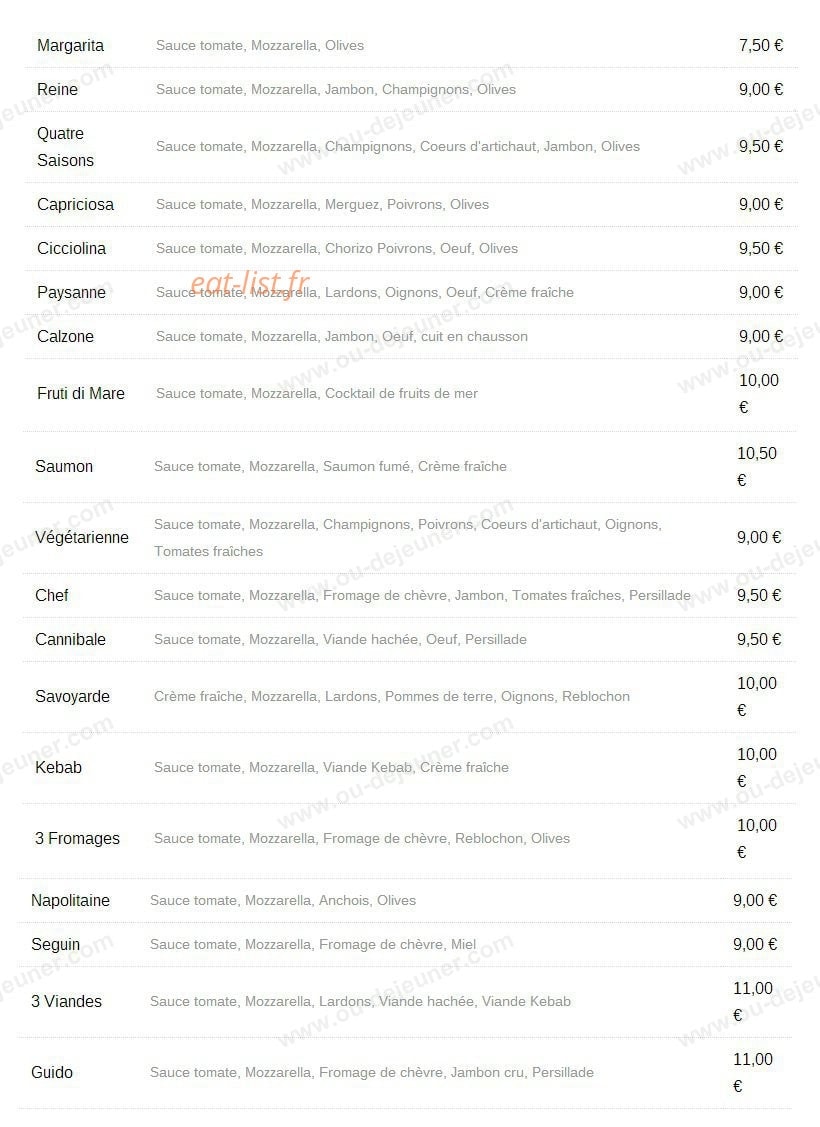 Pizzeria Guido — carte page 1