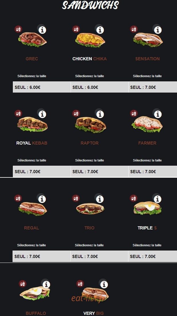 Rapido Food — carte page 7