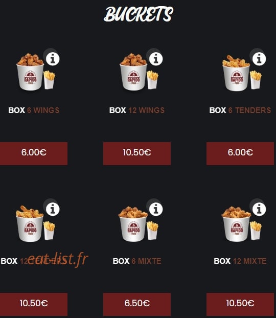 Rapido Food — carte page 13