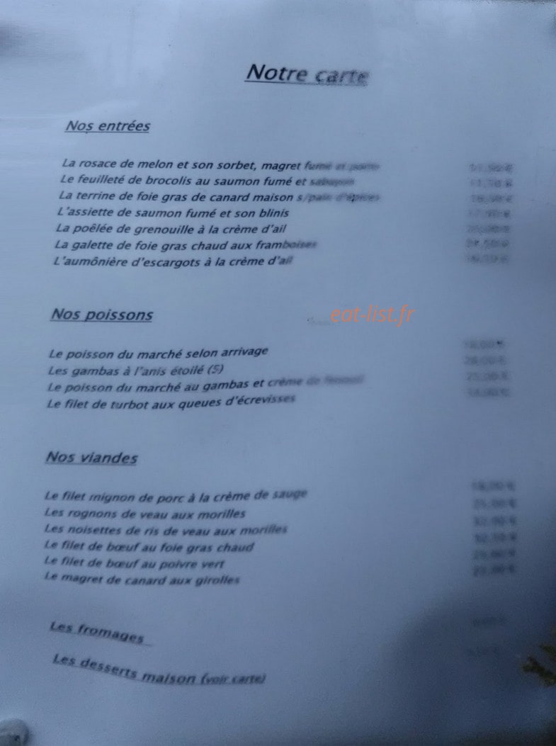 Restaurant La Haie Fleurie — carte page 1