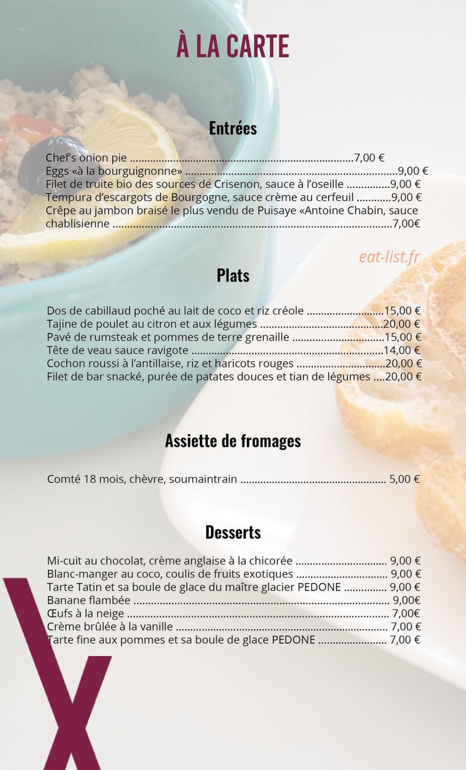 La Croix Blanche — carte page 1