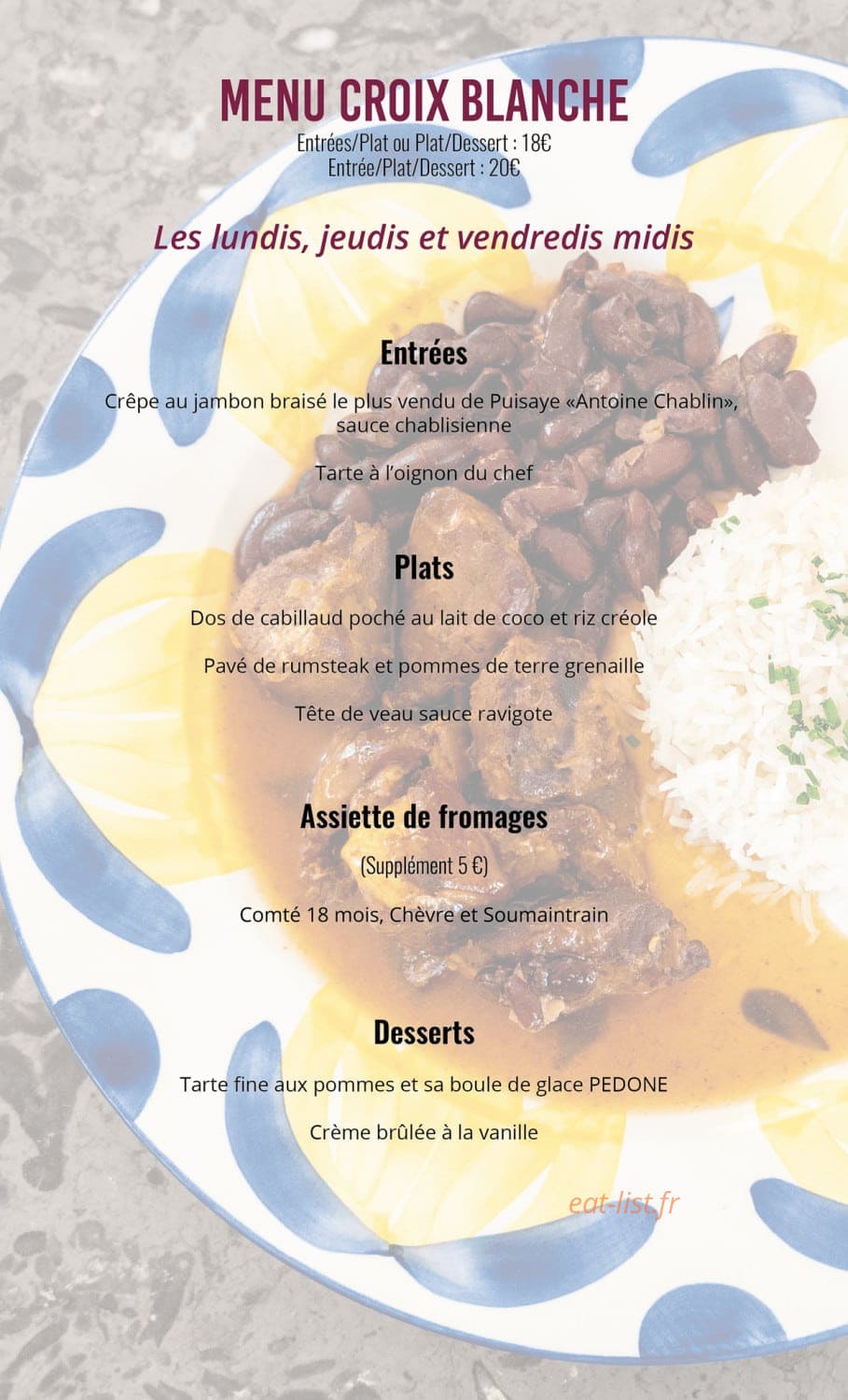 La Croix Blanche — carte page 2