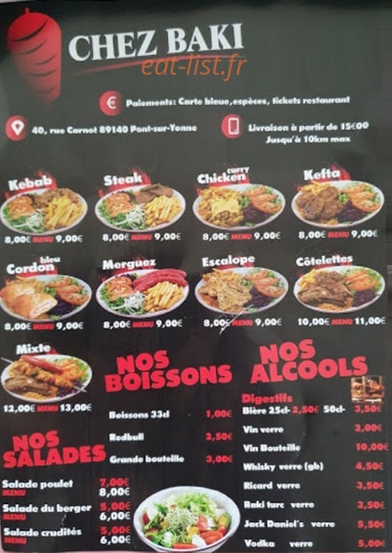 Chez Baki — carte page 1