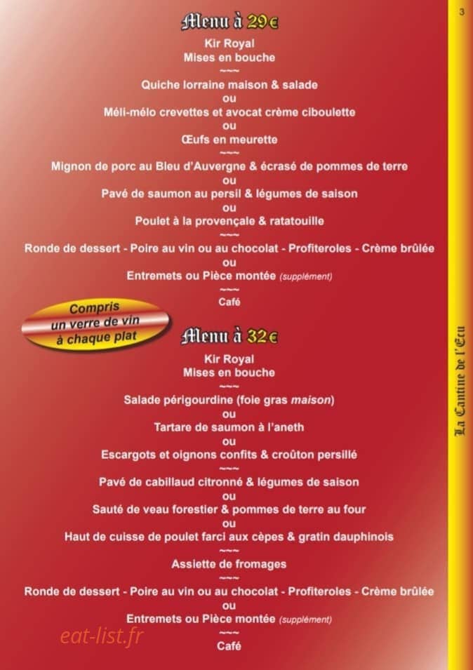 La Cantine de l'Ecu — carte page 3