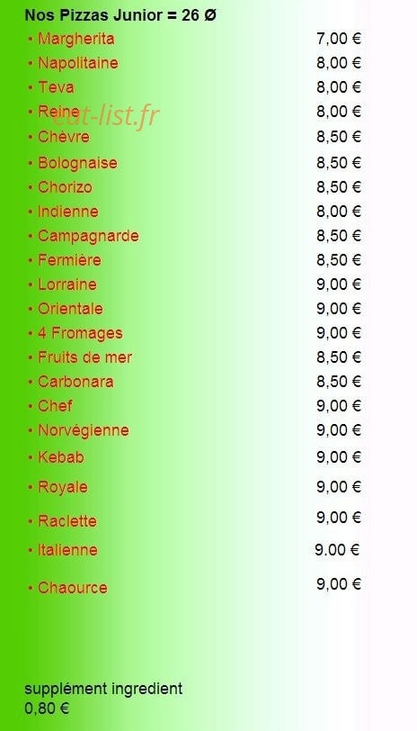Pizza du Vieux Pont — carte page 1