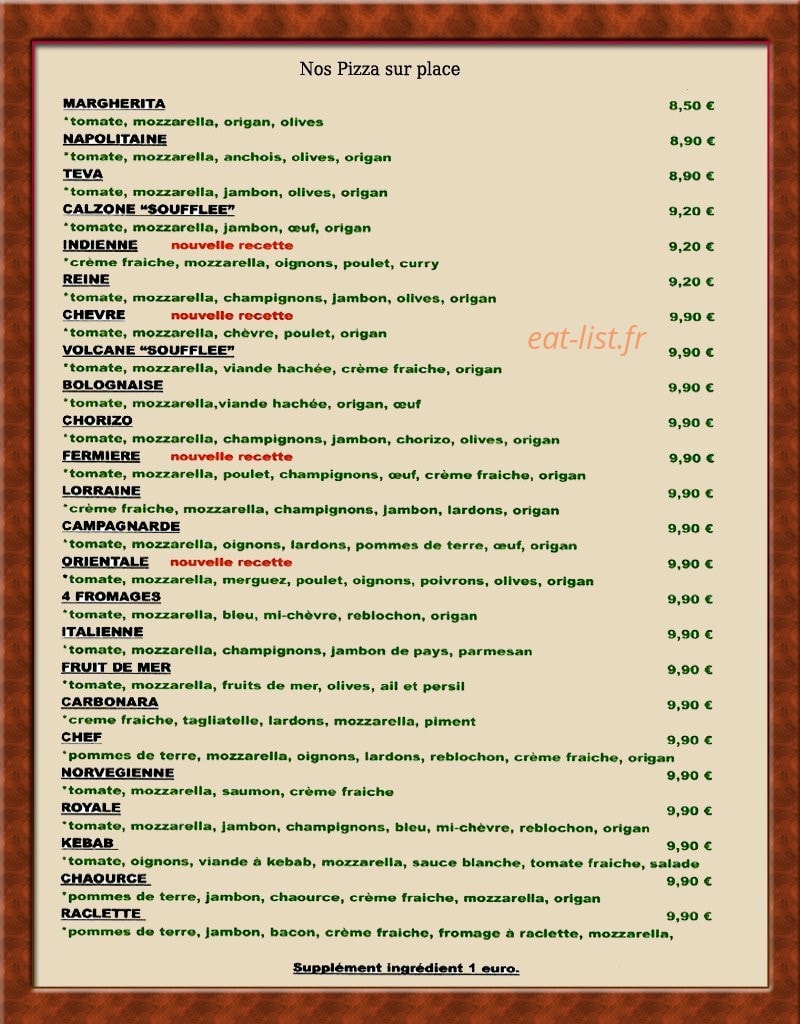 Restauran De Vieux Pont — carte page 1