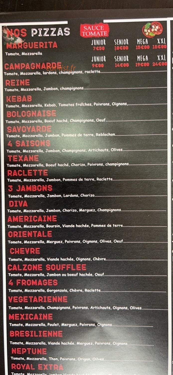 Tanit Pizza — carte page 2