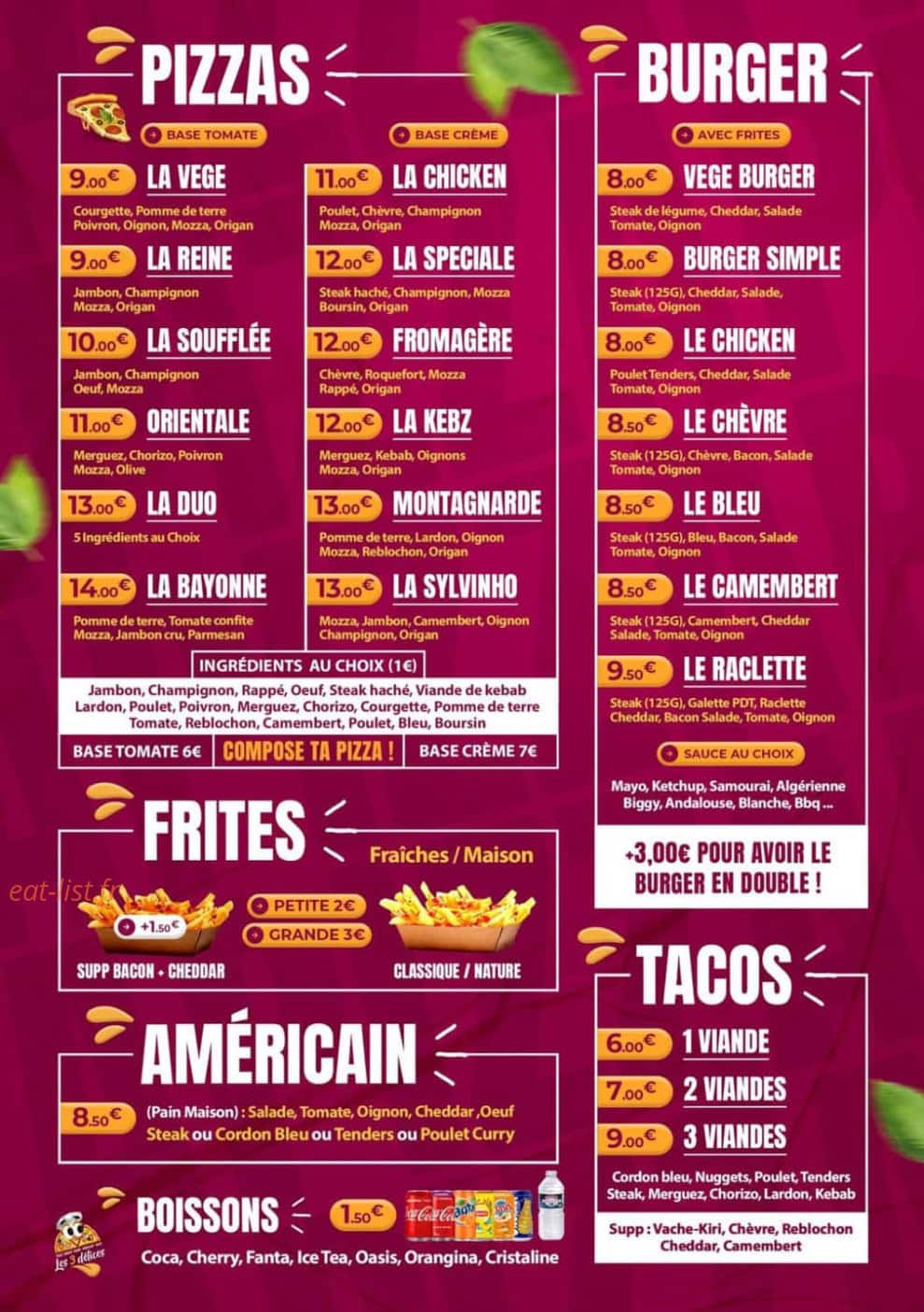 Les 3 Délices — carte page 1