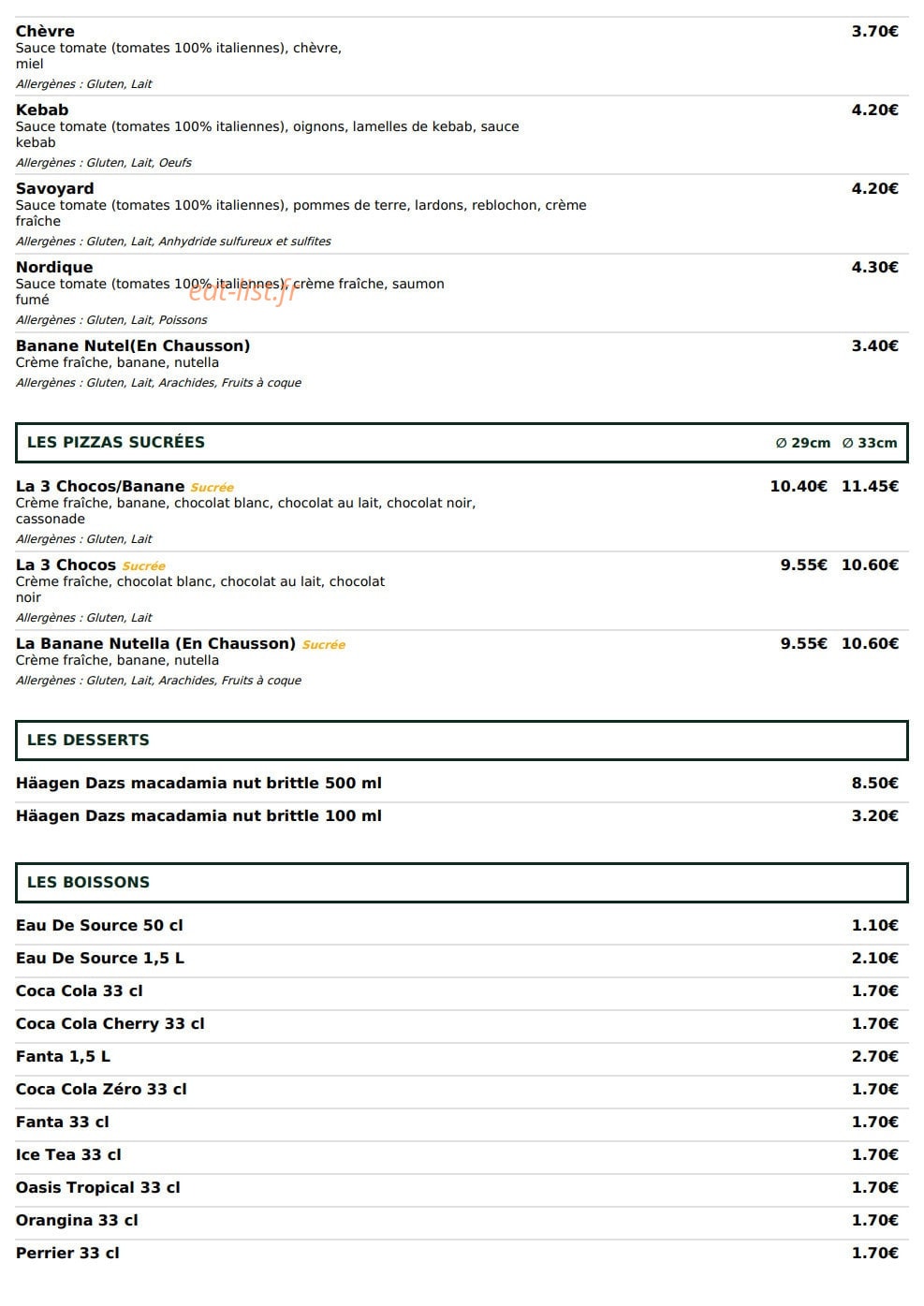 Le Kiosque à Pizzas — carte page 5
