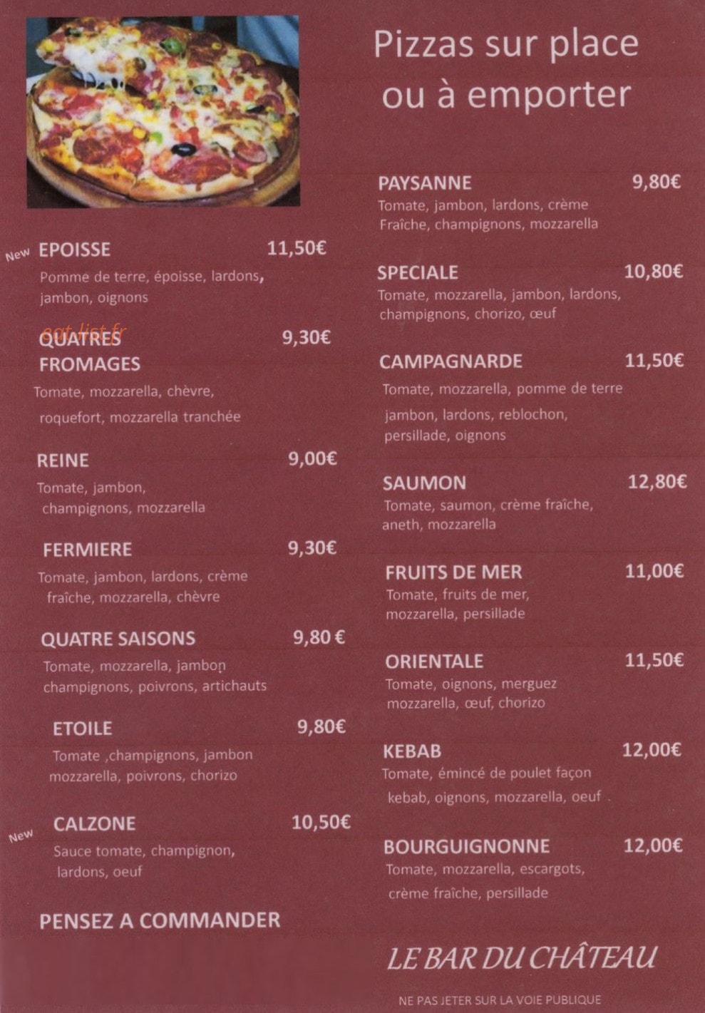 Bar du Château — carte page 2