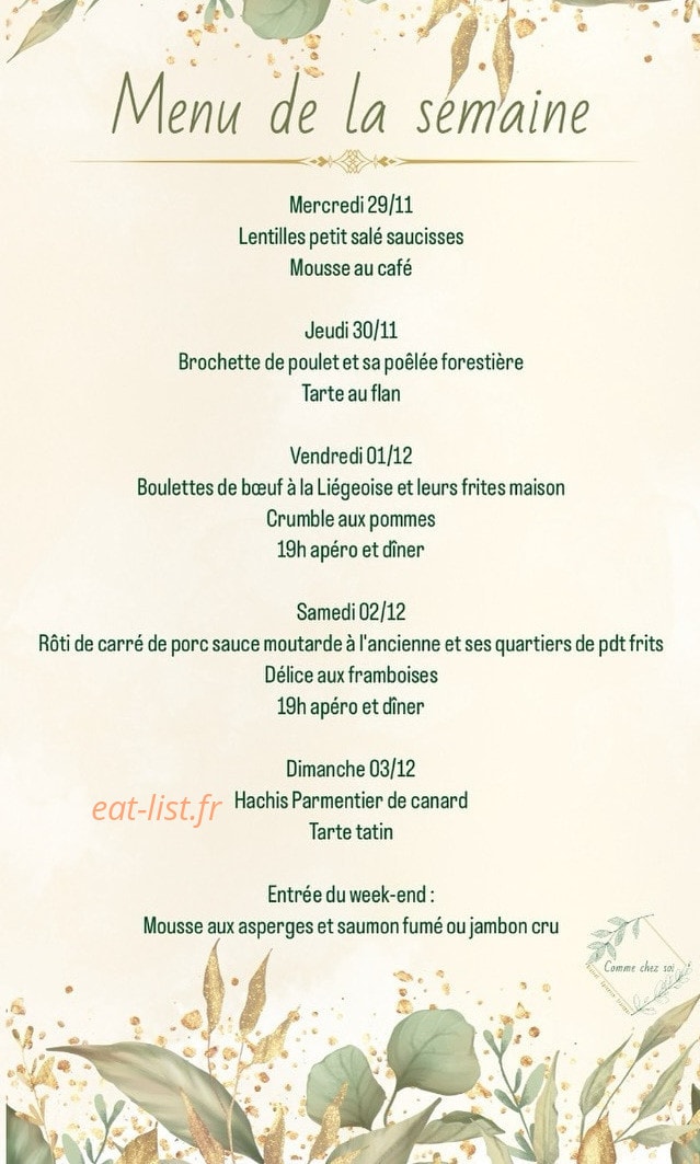 Comme chez Soi — carte page 1