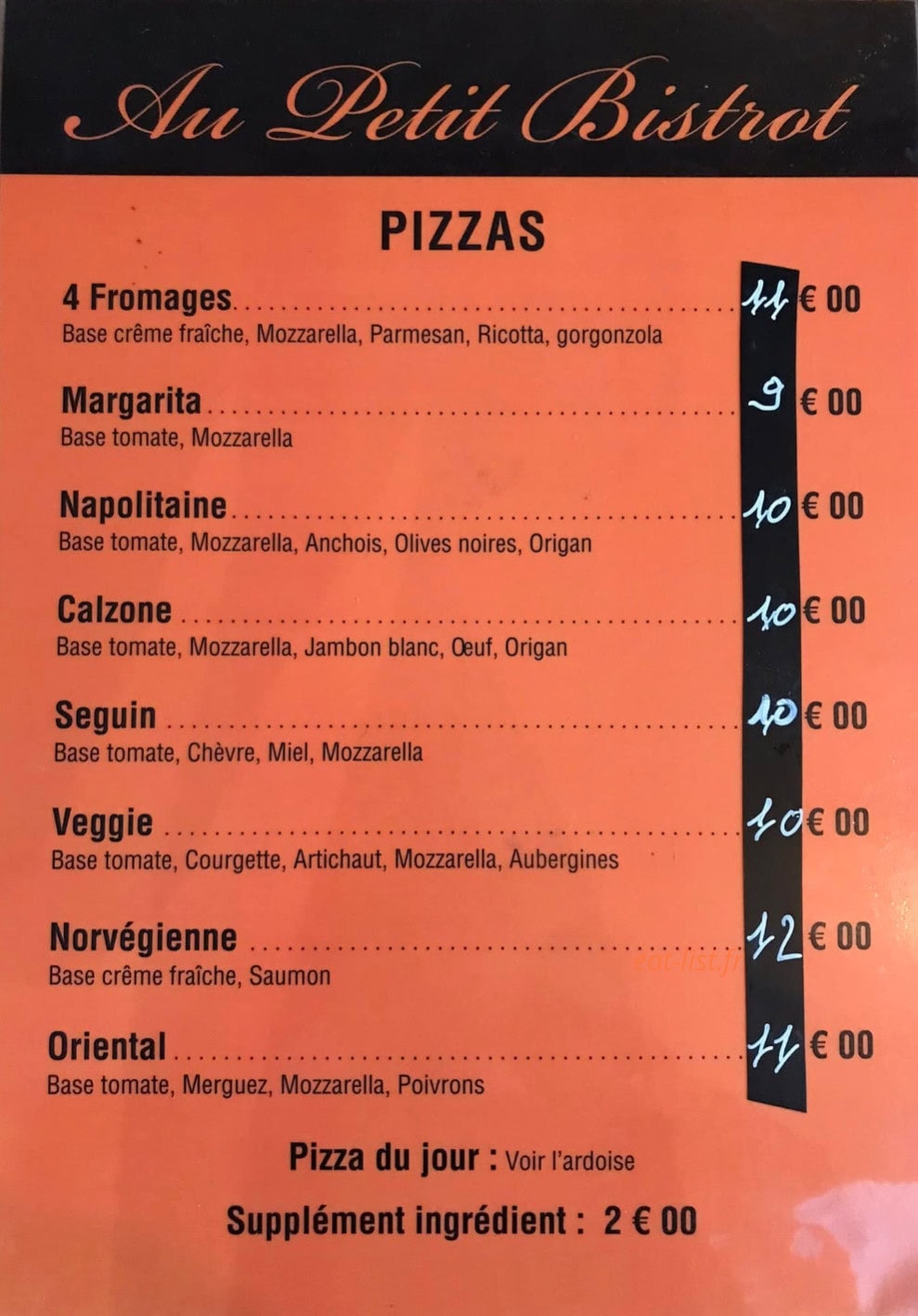 Au Petit Bistrot — carte page 1