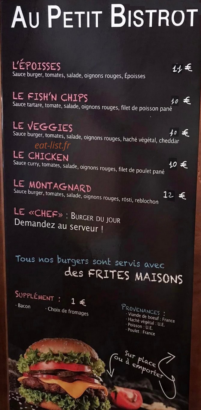 Au Petit Bistrot — carte page 2