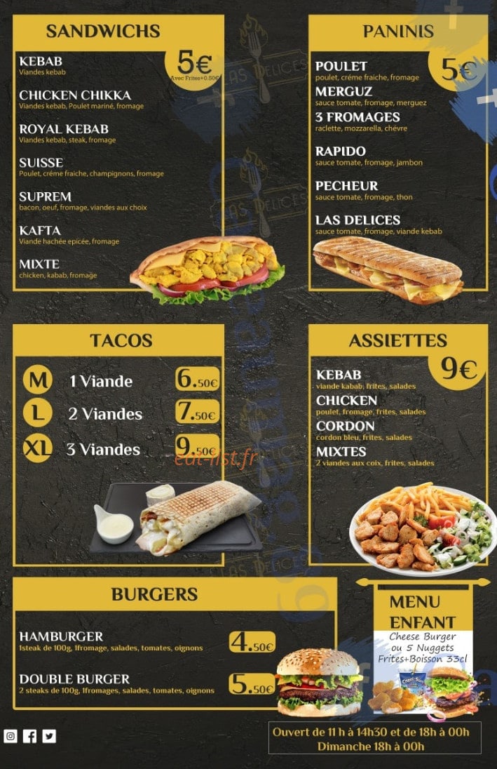 Las delices — carte page 1