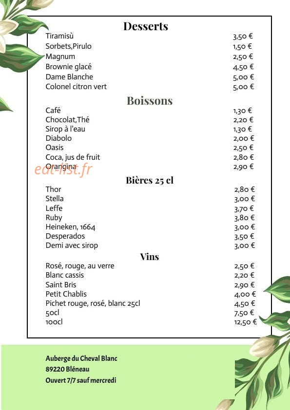 Auberge Du Cheval Blanc — carte page 4