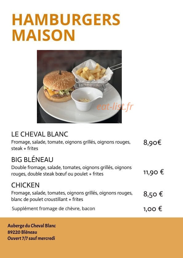 Auberge Du Cheval Blanc — carte page 3
