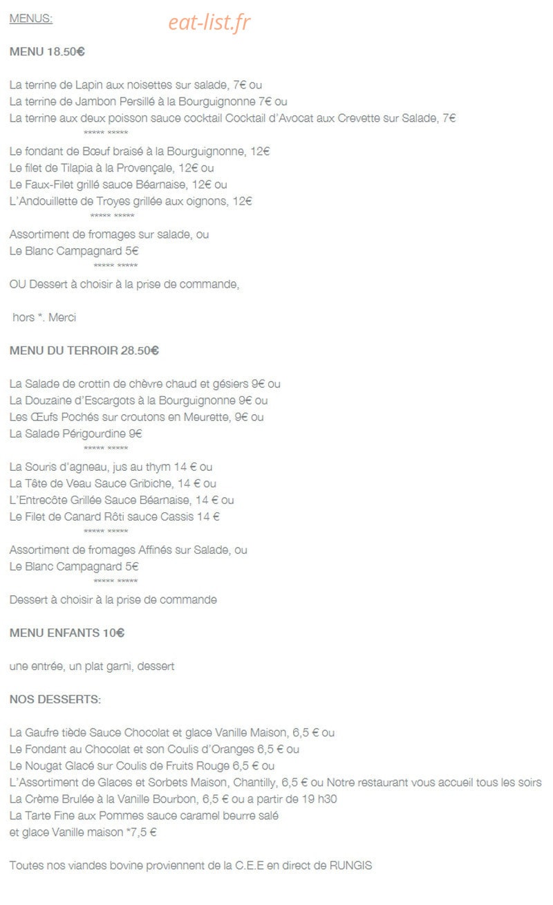 Auberge des 7 Ecluses — carte page 1