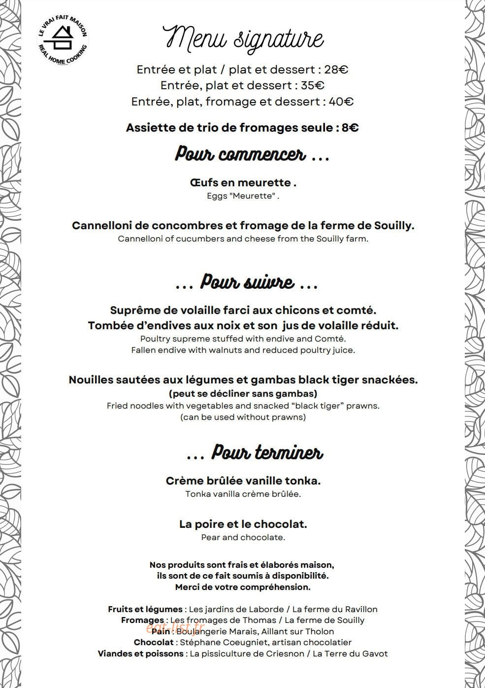 Le Soleil D'or — carte page 1