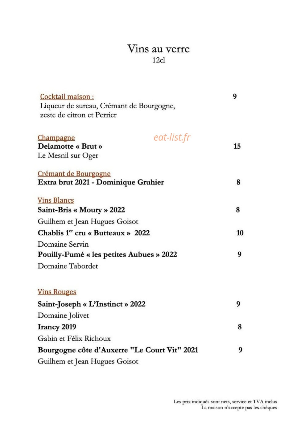 La Table — carte page 2