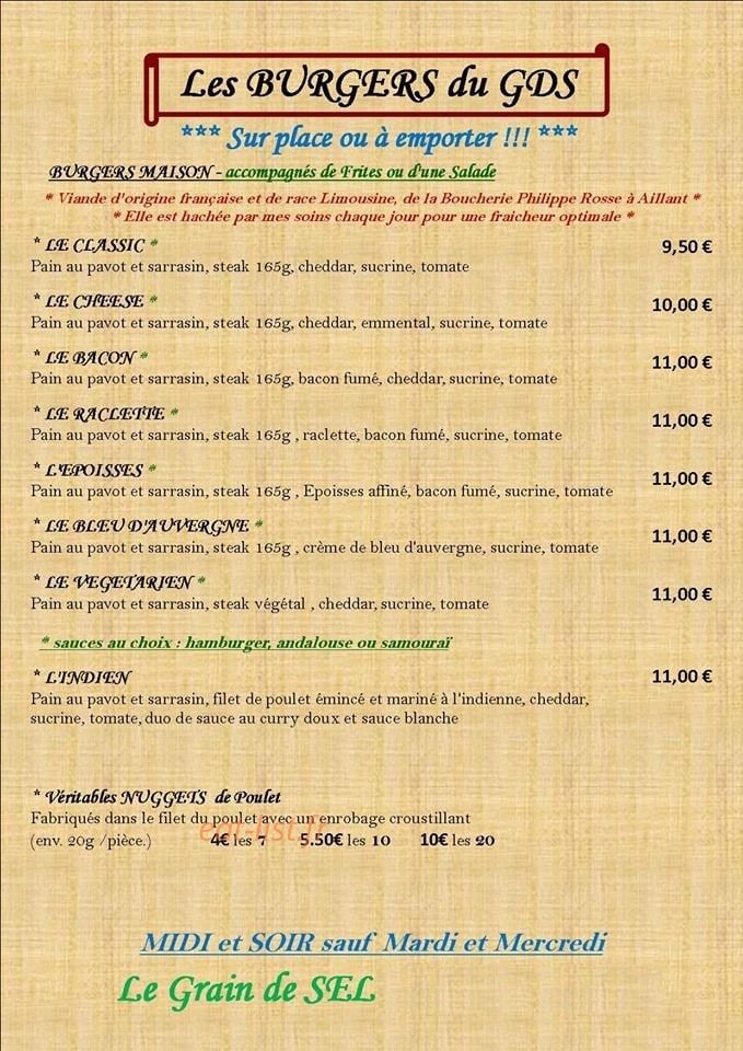 Le Grain de Sel — carte page 1
