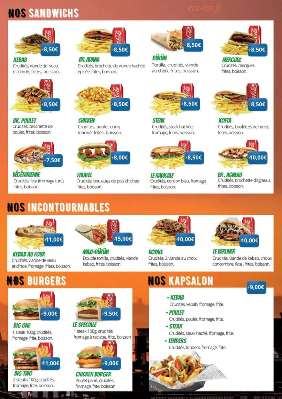 Taksim Kebab — carte page 3